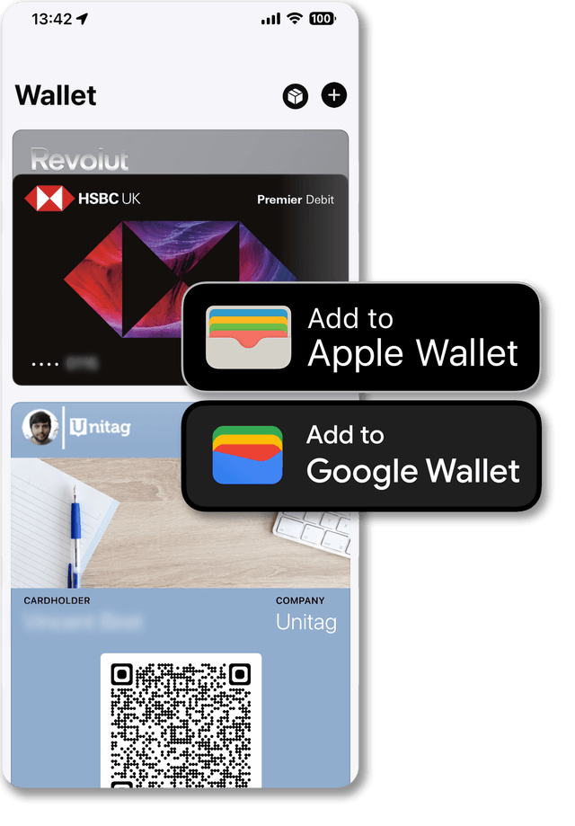 vCard Pro business card in Apple Wallet and Google Wallet vCard Pro business card in Apple Wallet and Google Wallet